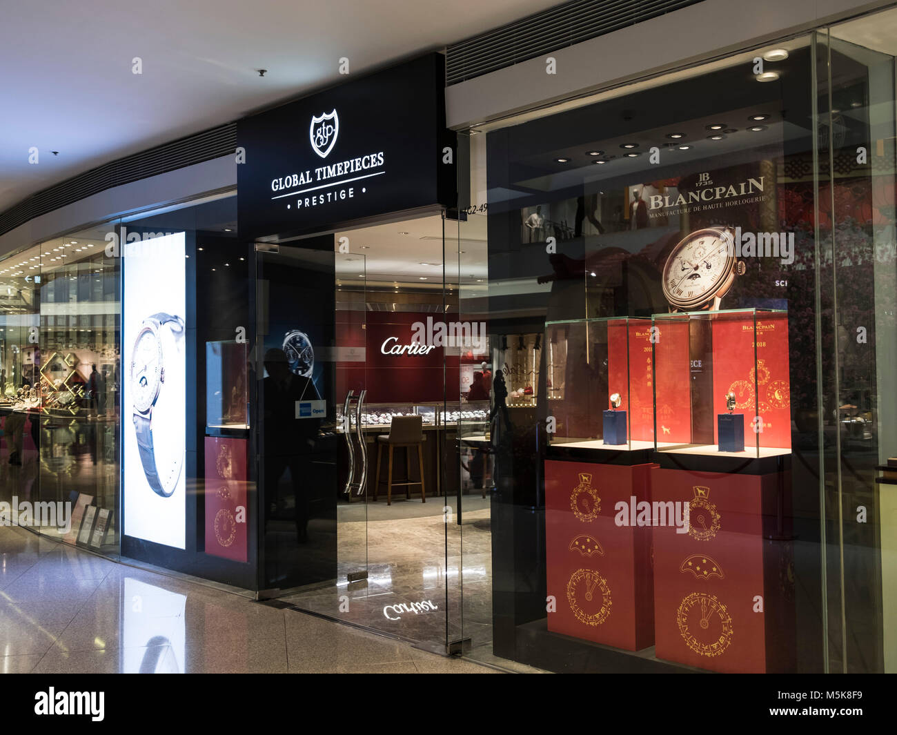 Hongkong - April 4, 2019: Globale Uhren Store in Hongkong. Stockfoto