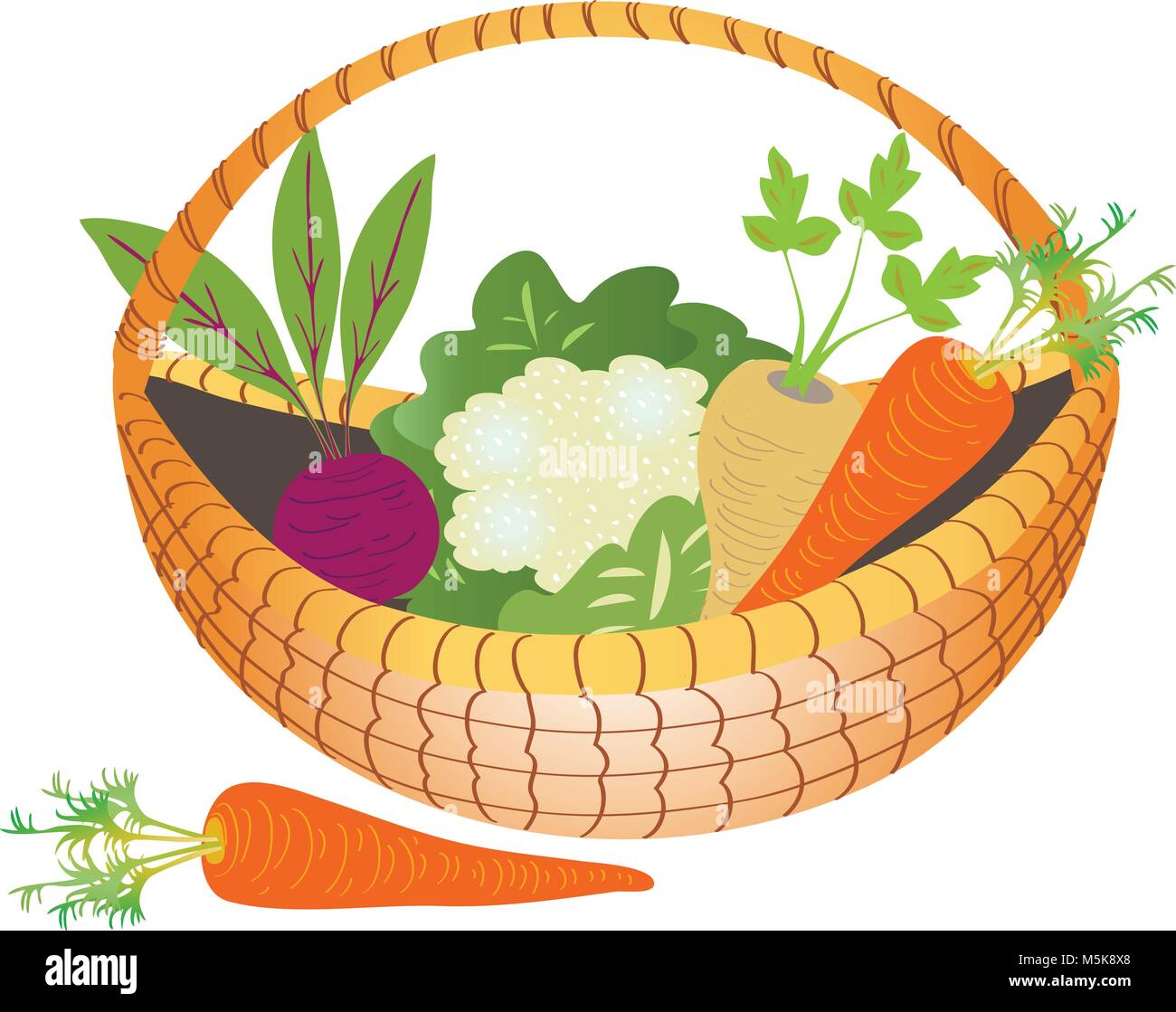 Ein cartoon Korb mit Gemüse Stock Vektor