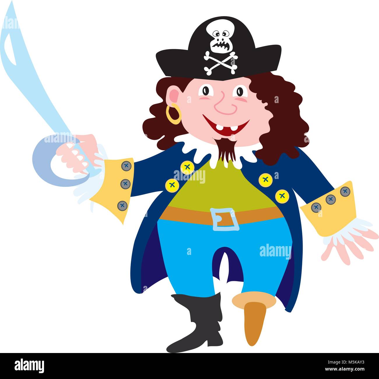 Ein Cartoon pirate mit einer Peg Leg und ein entermesser Stock
