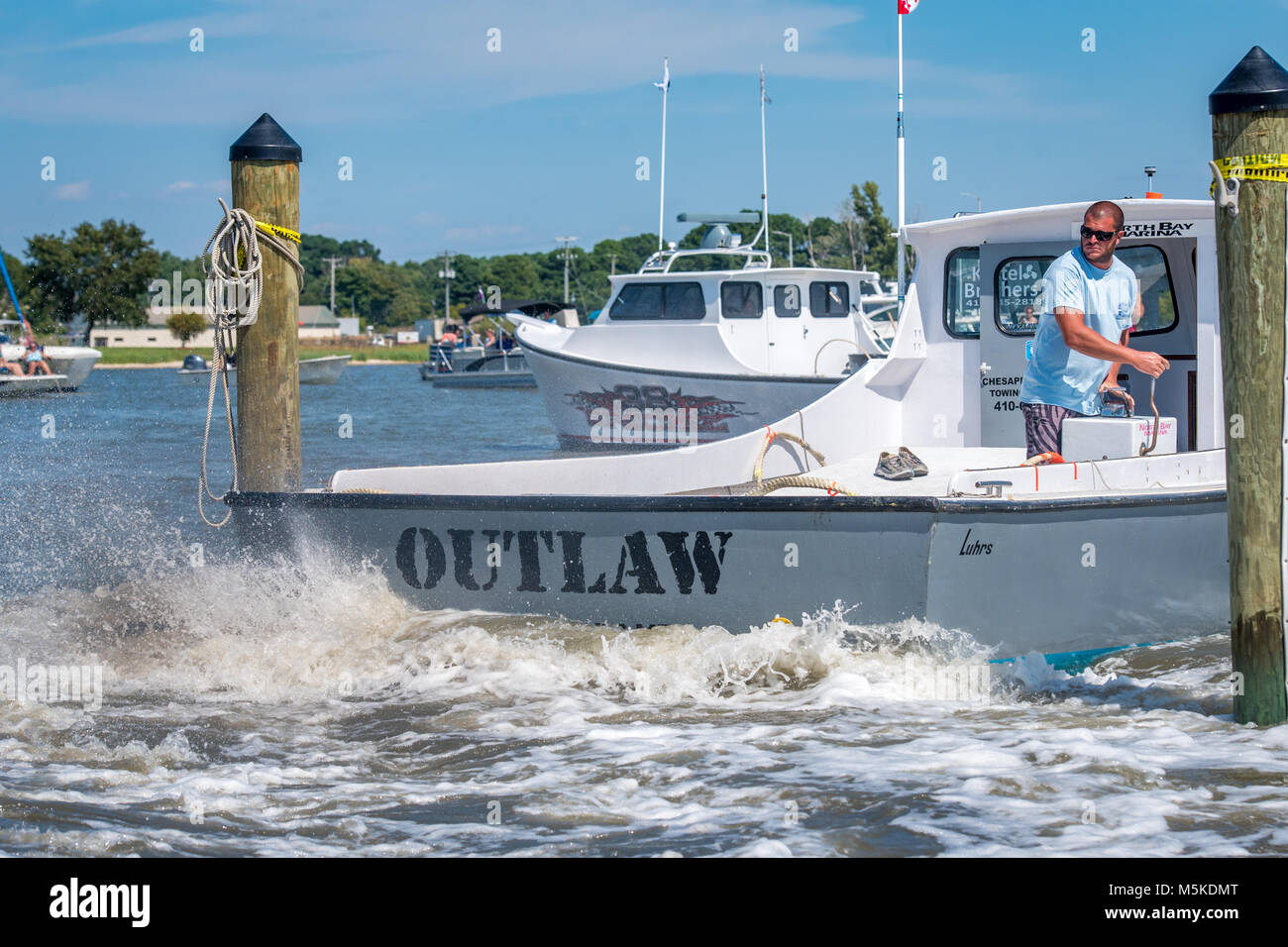 Maryland Traditionen-Deal Insel Skipjack Rennen Deal Island, Maryland. Stockfoto