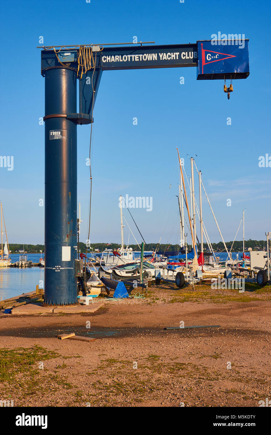 Riesige boot Winde, Charlottetown Yacht Club, Charlottetown, Prince Edward Island (PEI), Kanada Stockfoto