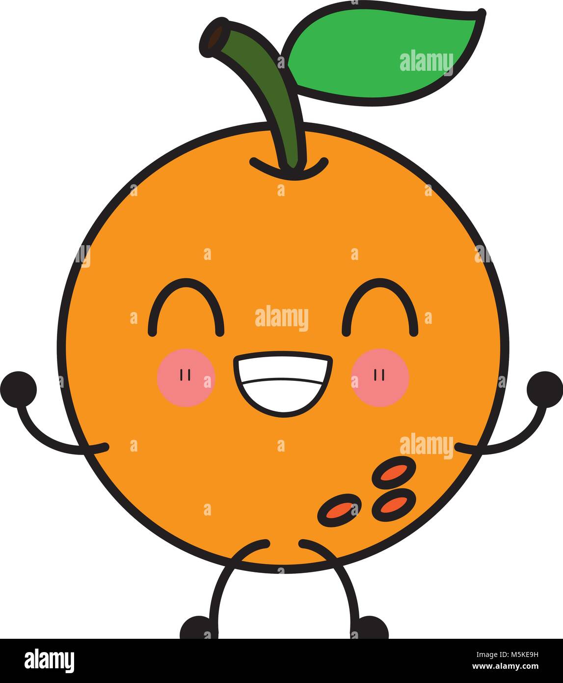 Leckere orange Frucht niedlich kawaii Cartoon Stock Vektor