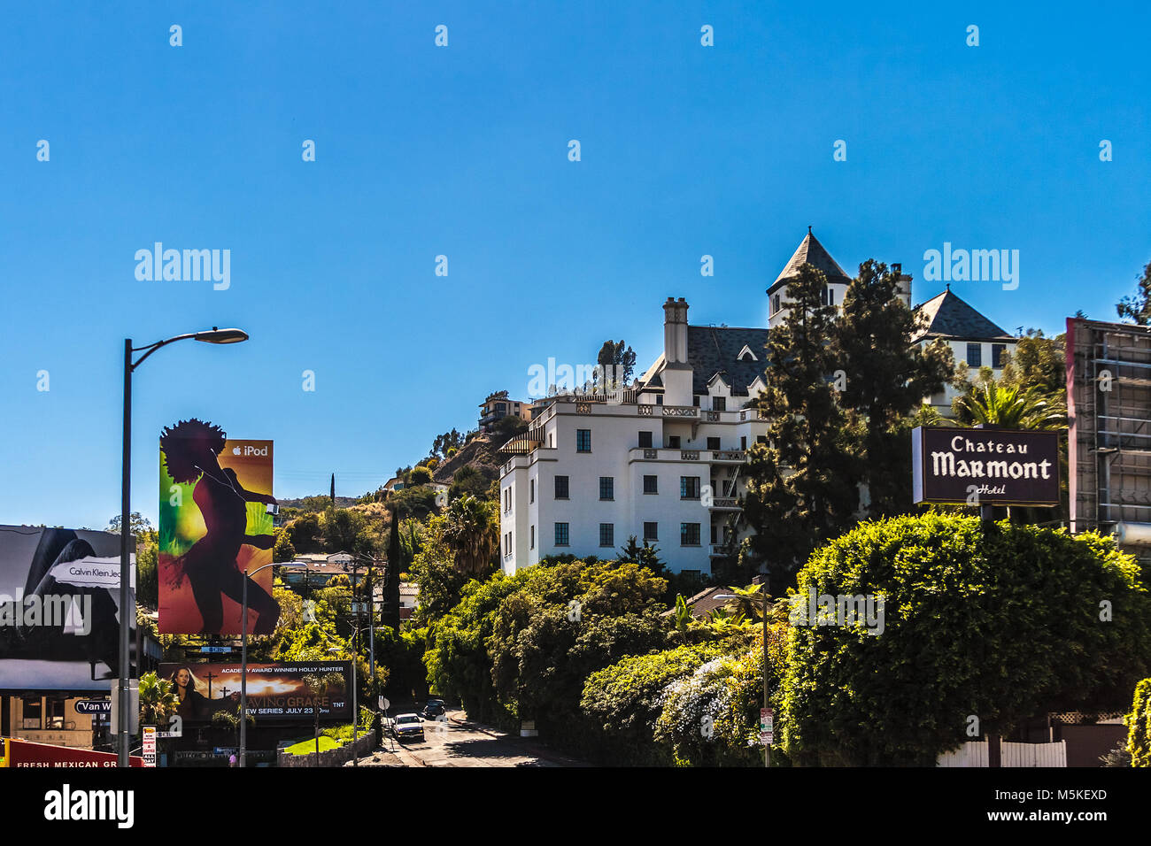 Die berühmte Luxus Hotel Chateau Marmont in West Hollywood, Los Angeles, Kalifornien. Stockfoto