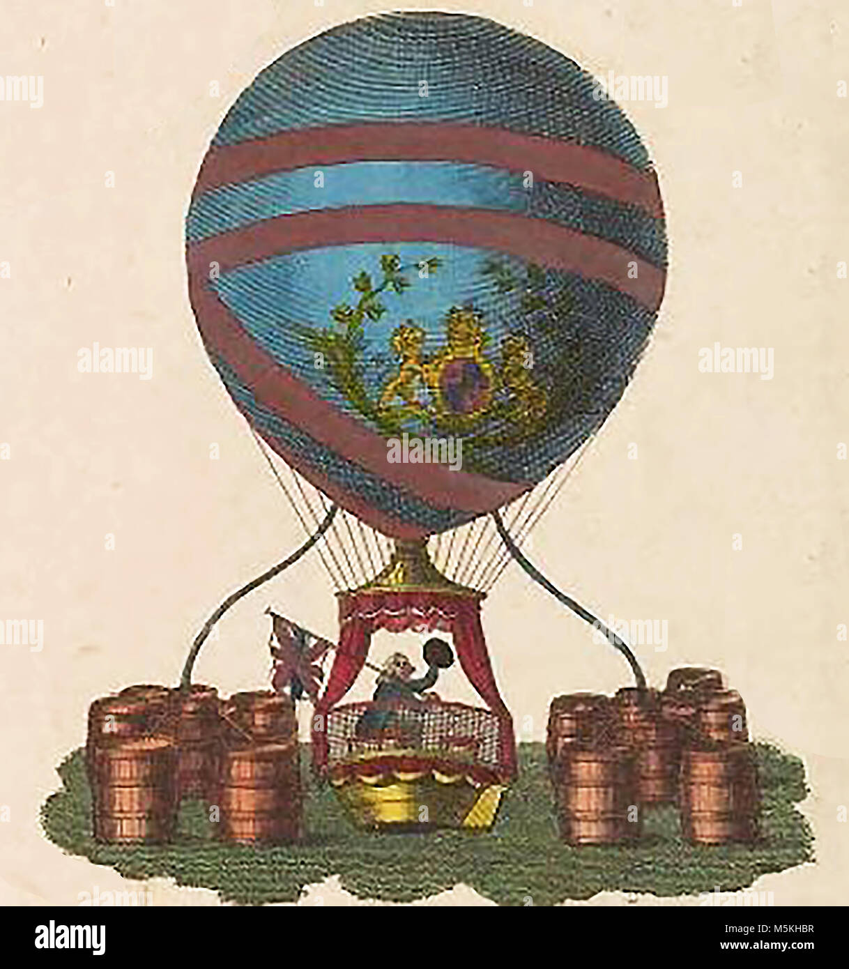 Vincenzo's Lunardi Ballon, wurde er als "der Draufgänger Luftschiffer" bekannt Stockfoto