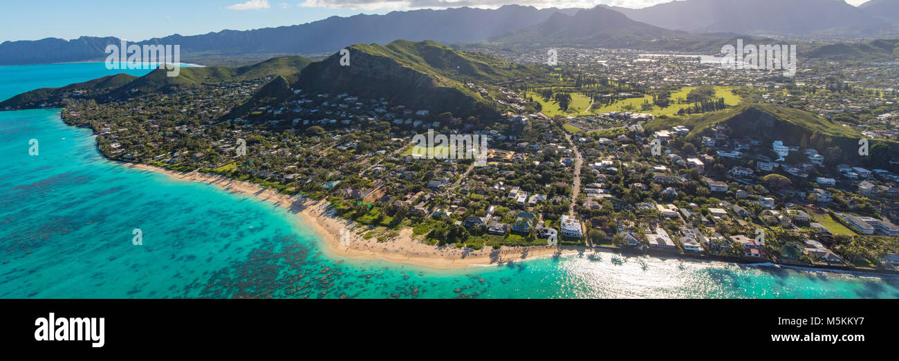 Antenne. Lanikai Beach, Kailua, Oahu, Hawaii Stockfoto