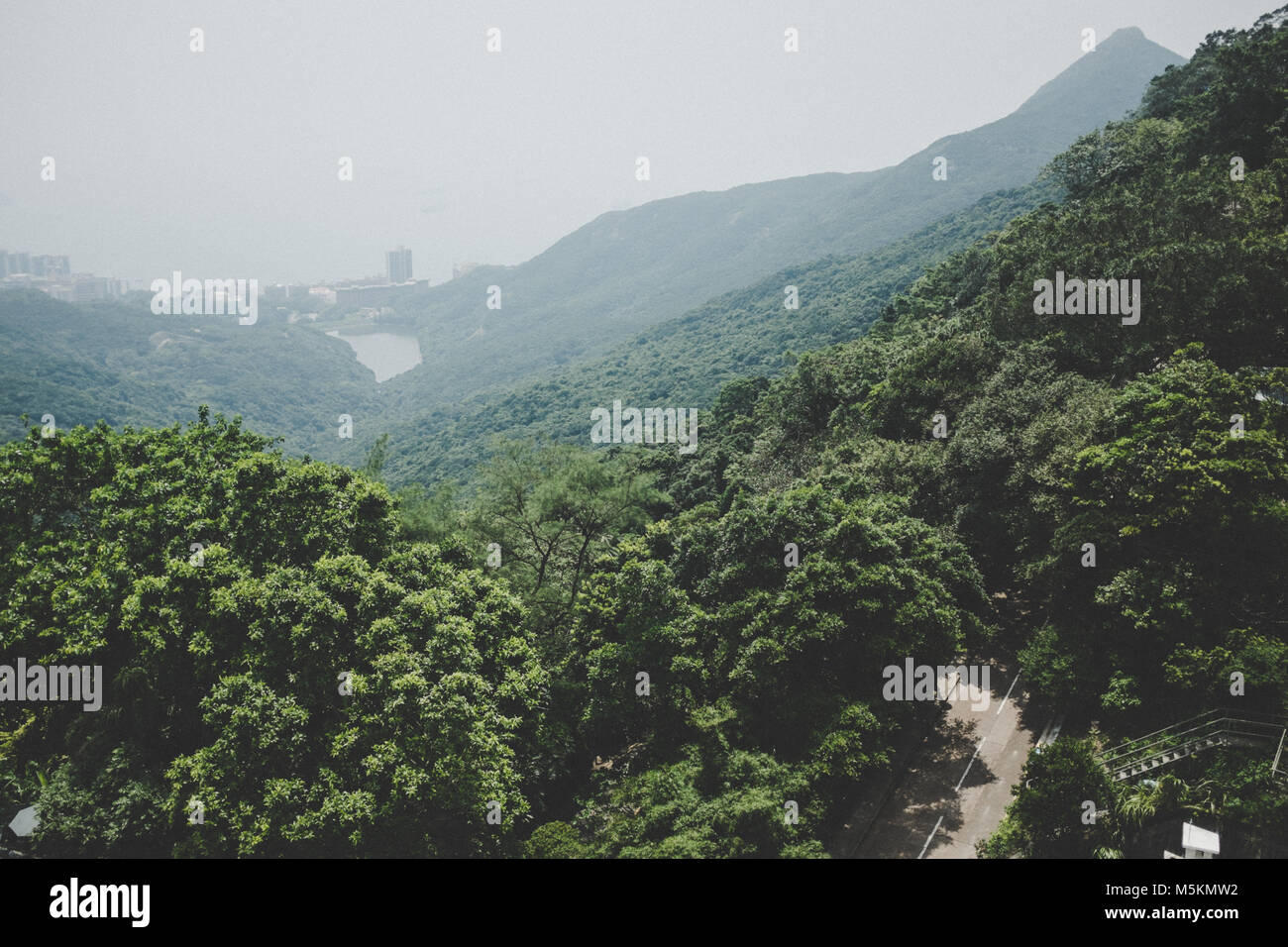 Der Blick von der touristische Ort der Victoria Peak auf Hong Kong Island Stockfoto