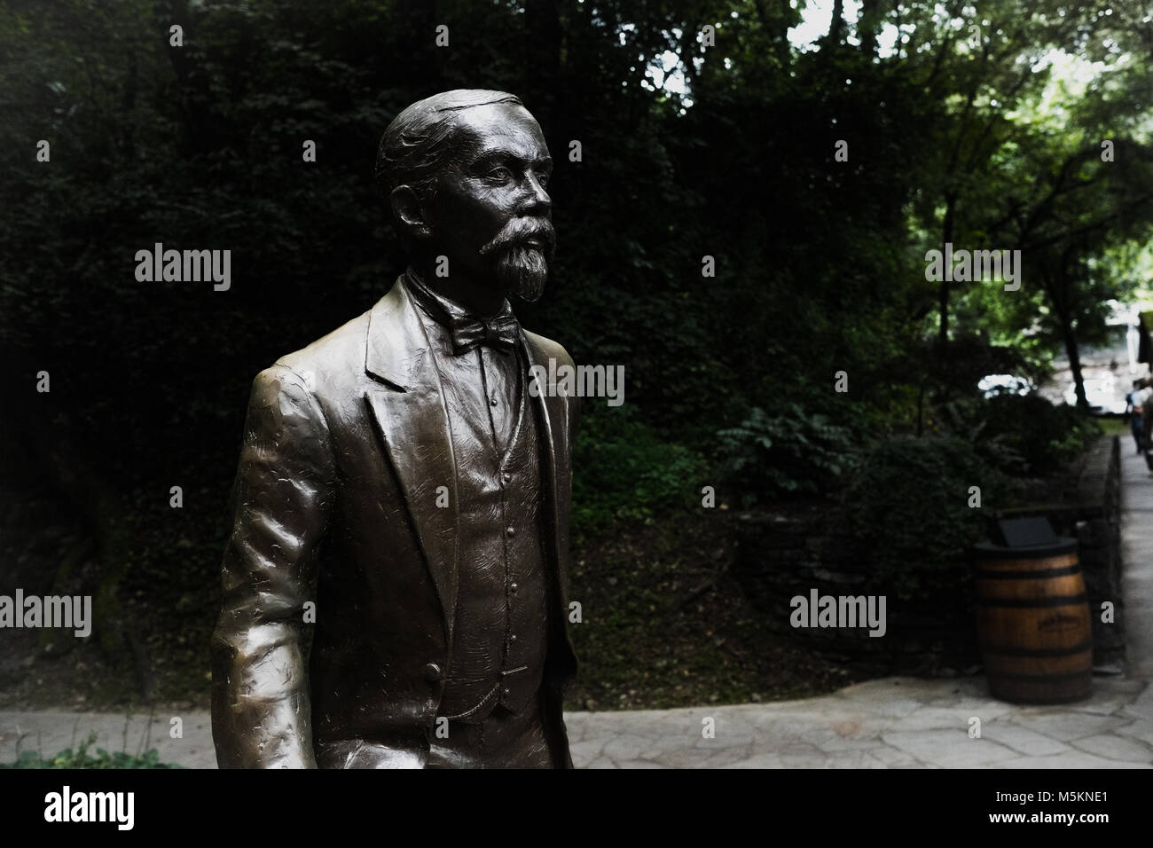 Metall Statue von Jack Daniels, Lynchburg, Tennessee, Nord Amerika Stockfoto