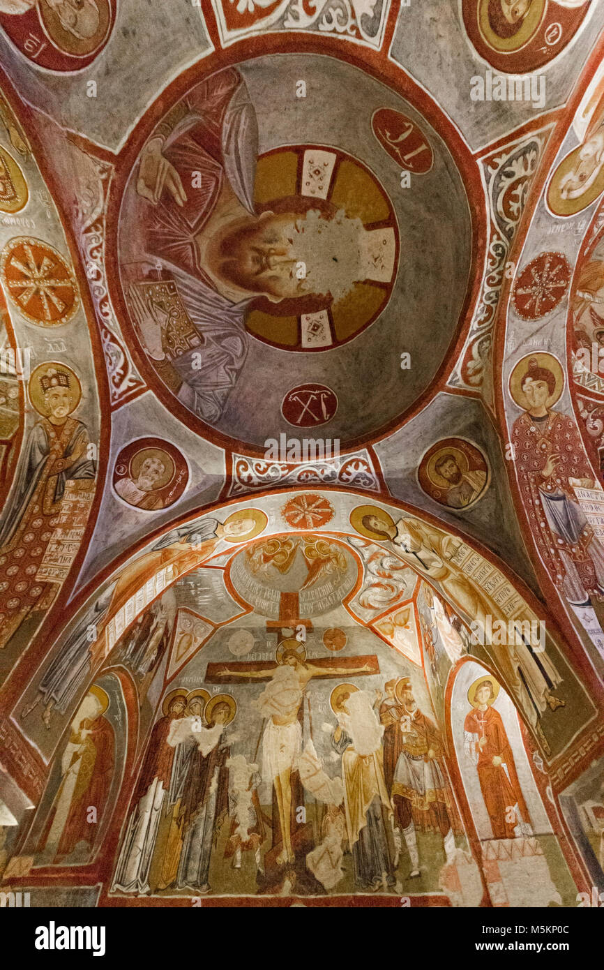 Die Fresken im Inneren der Kirche auch als Elmali Kirche, in Kappadokien, Türkei bekannt Stockfoto