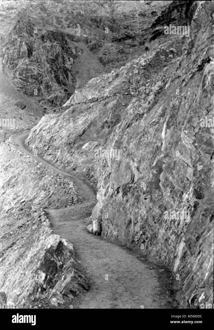 Grand Canyon historischen River Trail Bau. c. Schnittpunkt der South Kaibab & RIVER TRAILS KURZ NACH FERTIGSTELLUNG VON CCC. 21. Dez. 1935. Stockfoto