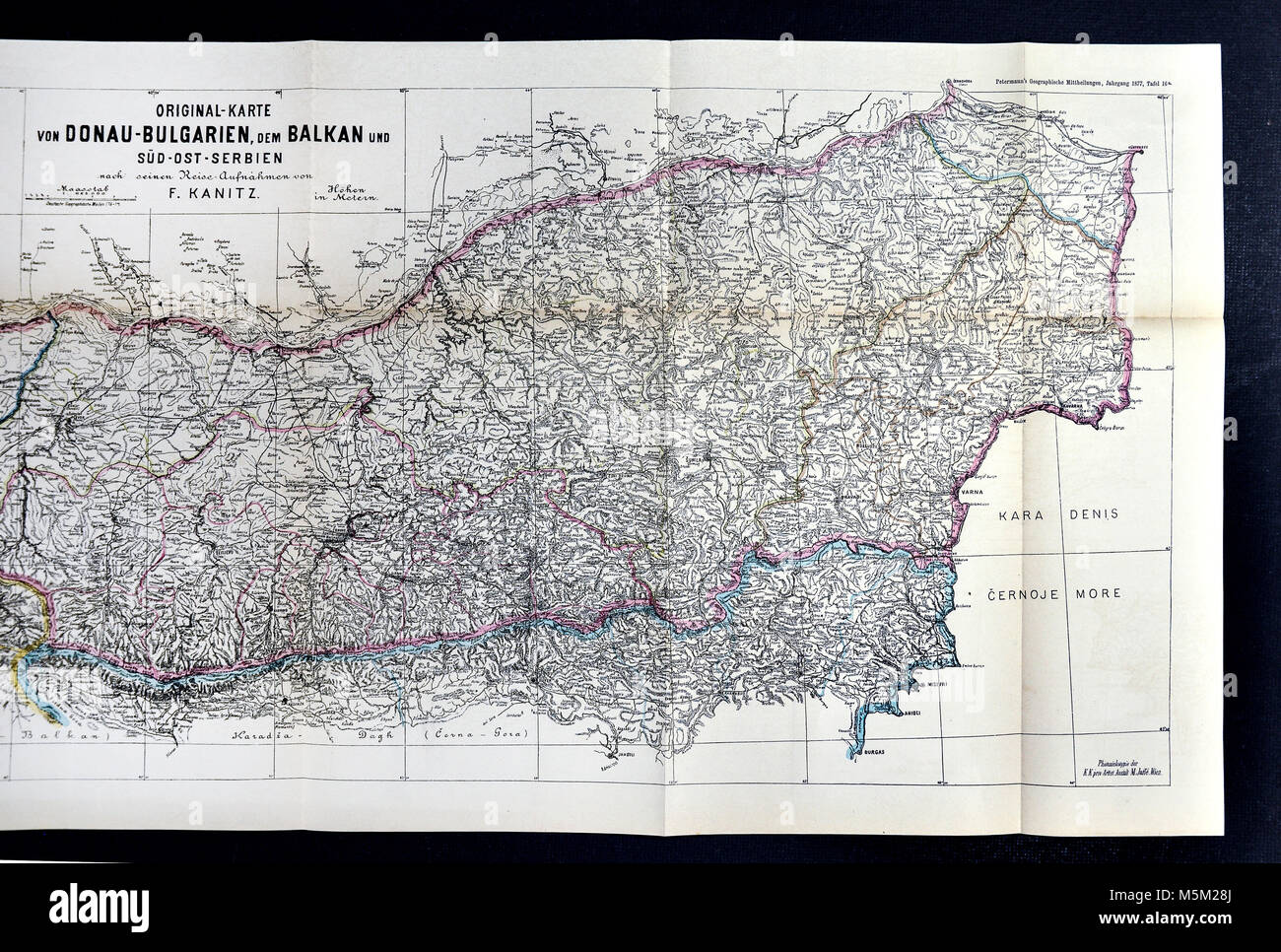 1877 Petermann Mittheilungen Karte Bulgarien Balkan Europa Stockfoto