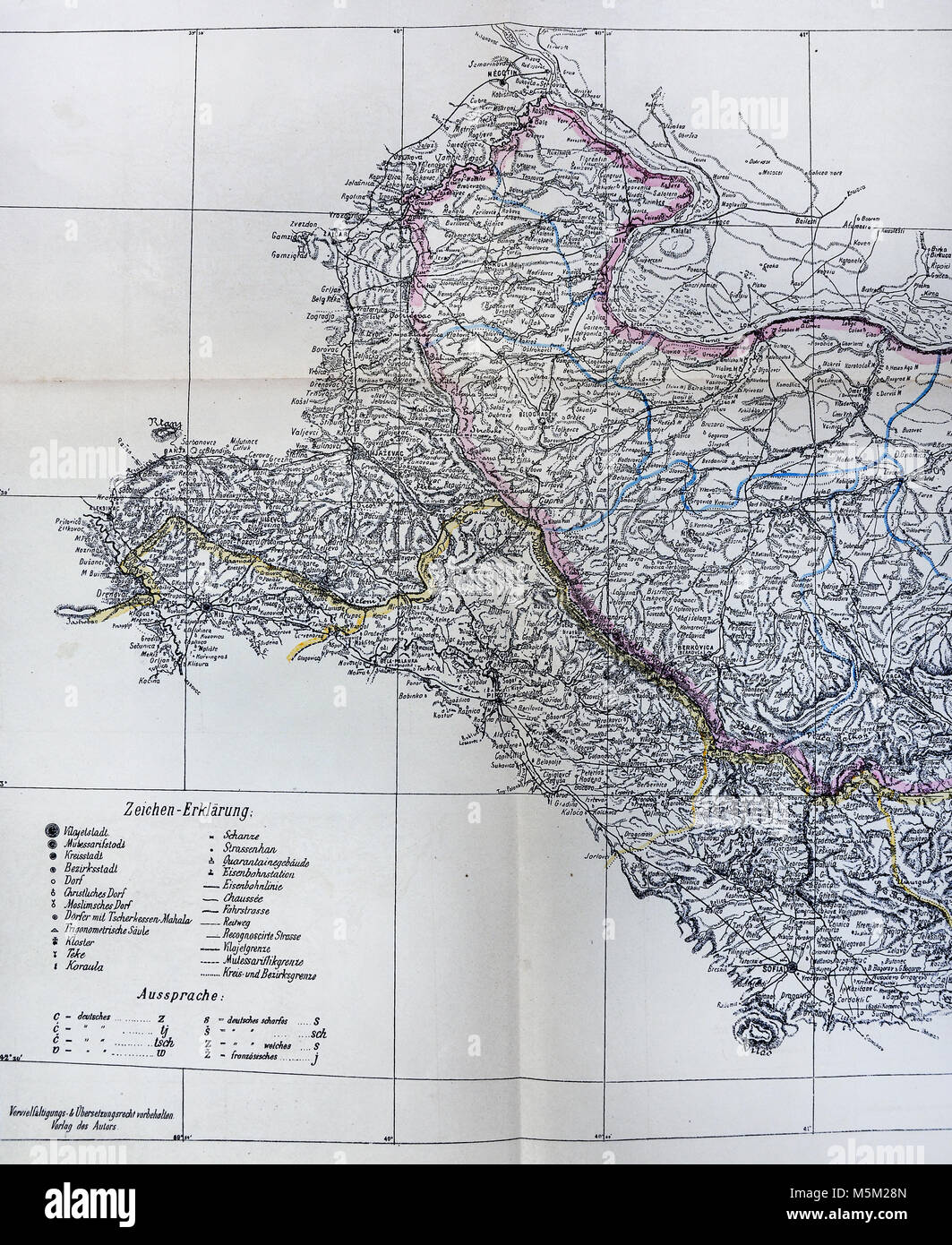 1877 Petermann Mittheilungen Karte Bulgarien Balkan Europa Stockfoto