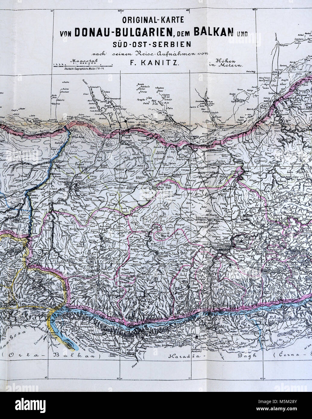 1877 Petermann Mittheilungen Karte Bulgarien Balkan Europa Stockfoto