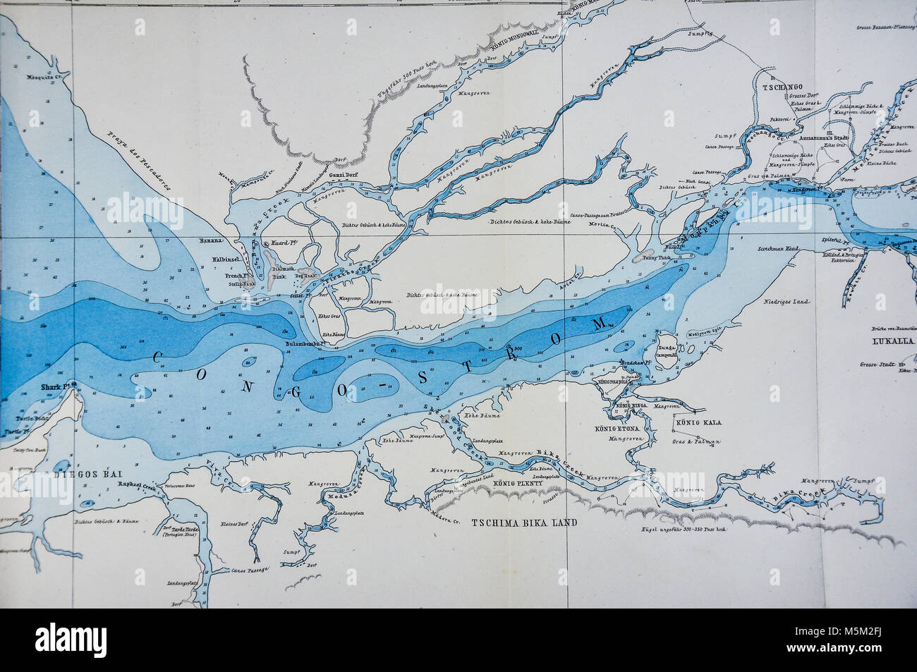 1877 Petermann Mittheilungen Karte - Mündung des Kongo River - Westafrika Stockfoto