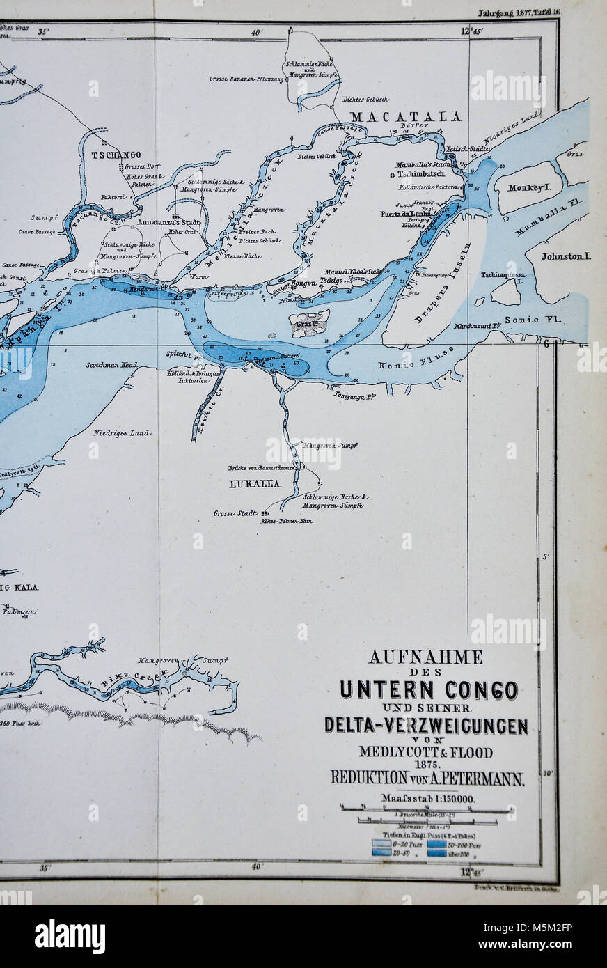 1877 Petermann Mittheilungen Karte - Congo River - Westafrika Stockfoto