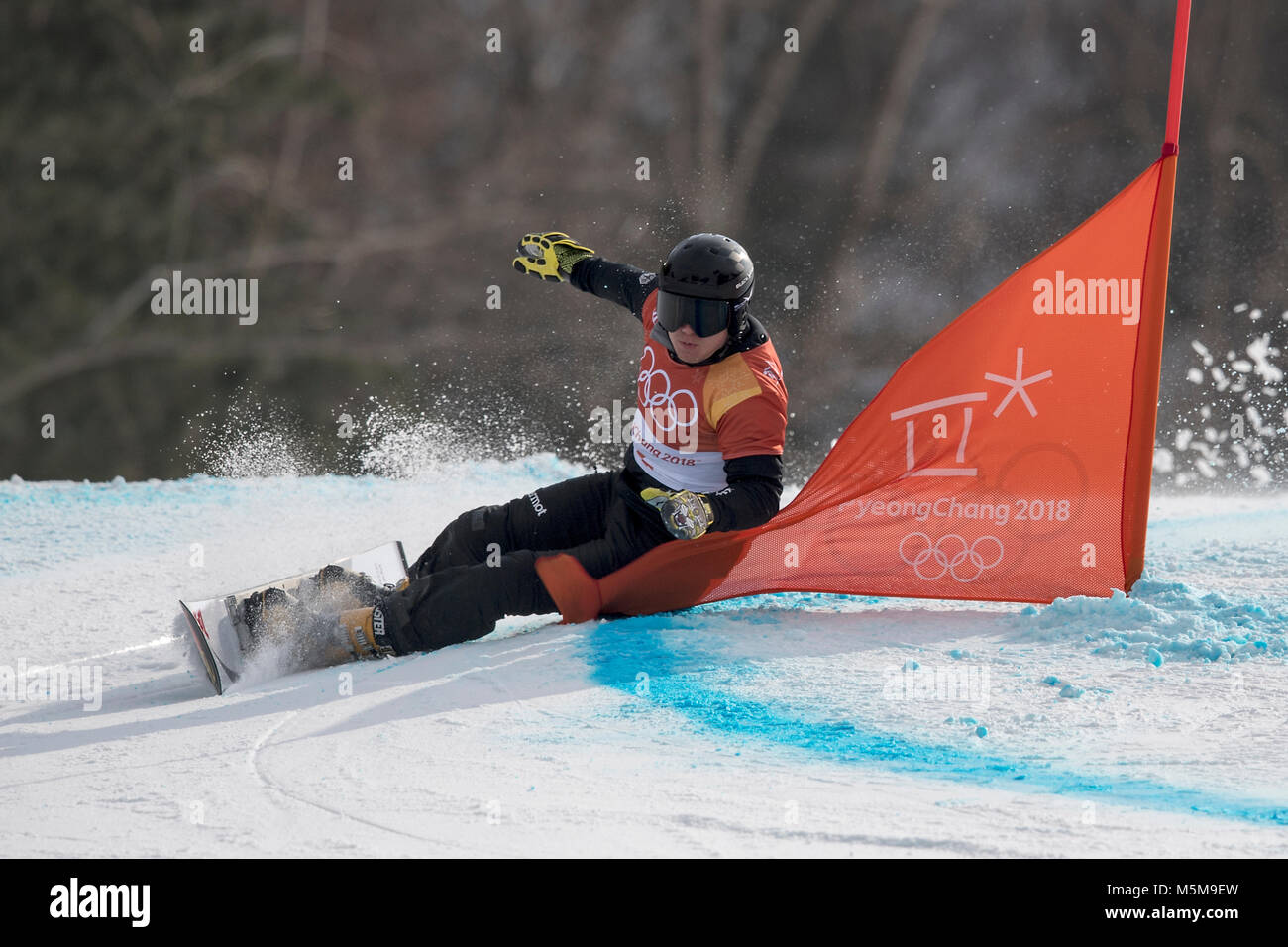 Stefan BAUMEISTER, GER, Aktion, Snowboard Parallel Riesenslalom der Maenner, Snowboard - Männer Parallel Riesenslalom am 24.02.2018, Olympische Winterspiele 2018, vom 09.02. - 25.02.2018 in PyeongChang/Suedkorea. | Verwendung weltweit Stockfoto