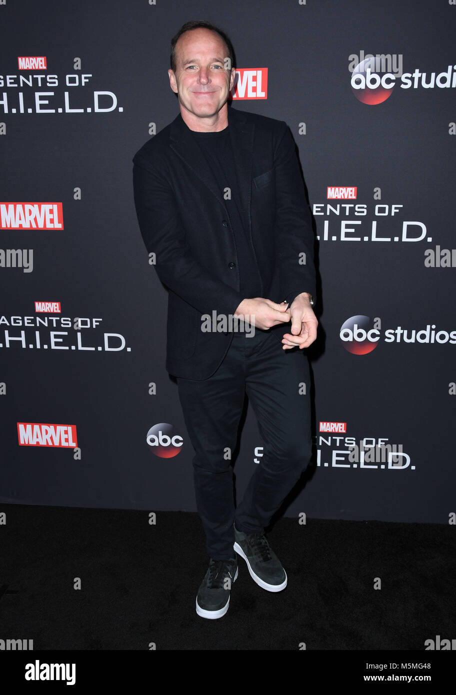 Hollywood, CA, USA. 24 Feb, 2018. 24. Februar 2018 - Hollywood, Kalifornien - Clark Gregg. Von Marvel' 'Agenten des S.H.I.E.L.D.'' 100 Episode Feier gehalten an OHM Nachtclub. Photo Credit: Birdie Thompson/AdMedia Credit: Birdie Thompson/AdMedia/ZUMA Draht/Alamy leben Nachrichten Stockfoto