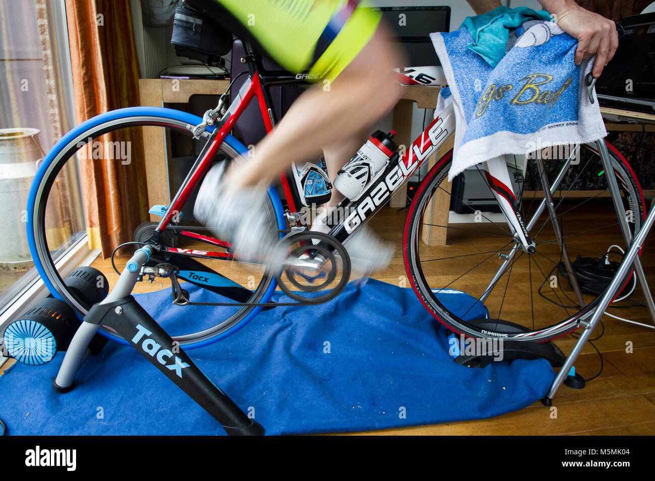 Die Niederlande. Delfgauw. 26-02-2017. Niederländische Meisterschaft Zwift. Frank van Moorsel. Stockfoto