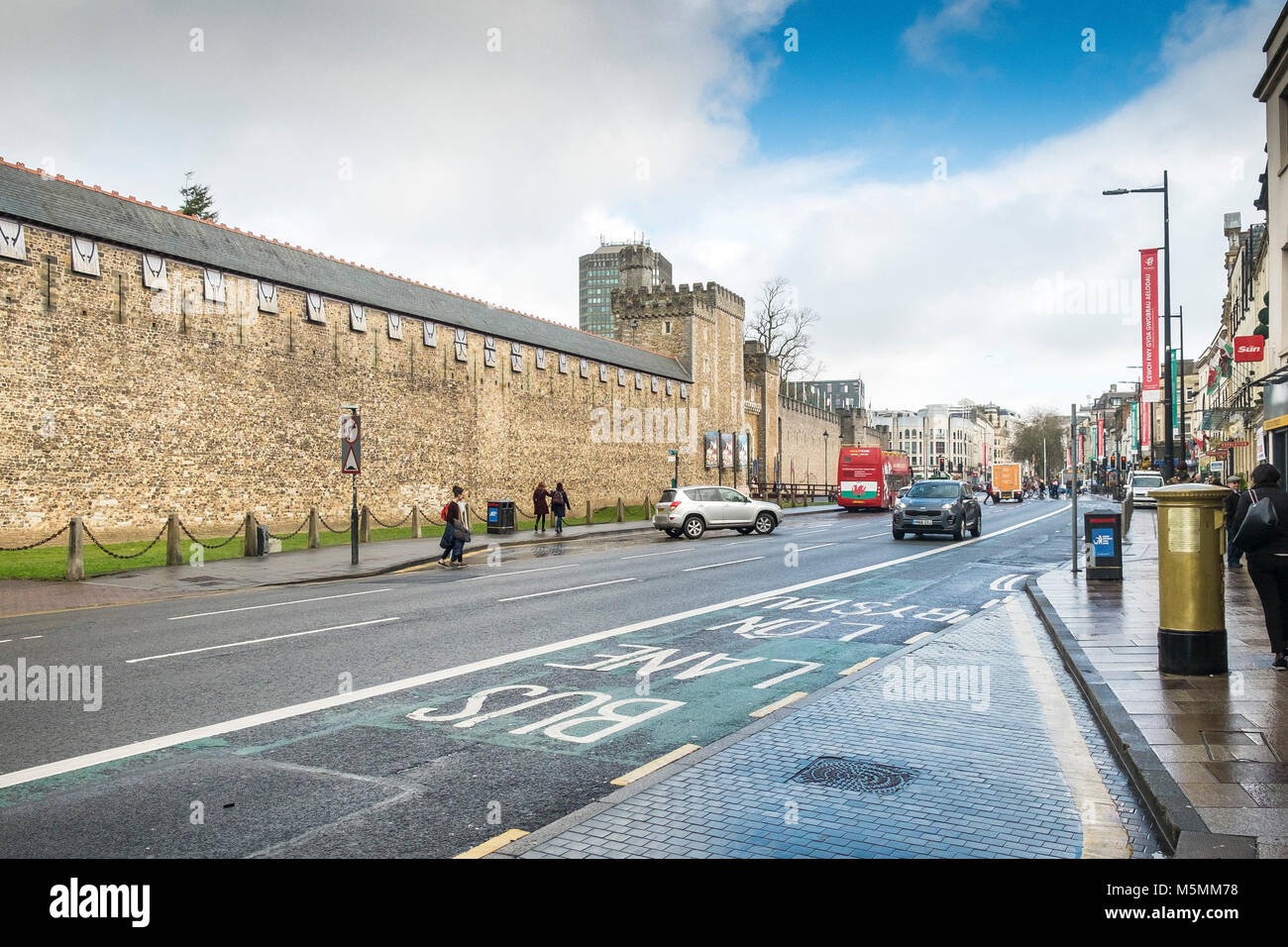 Das Schloss von Cardiff in der Castle Street im Stadtzentrum von Cardiff Wales. Stockfoto