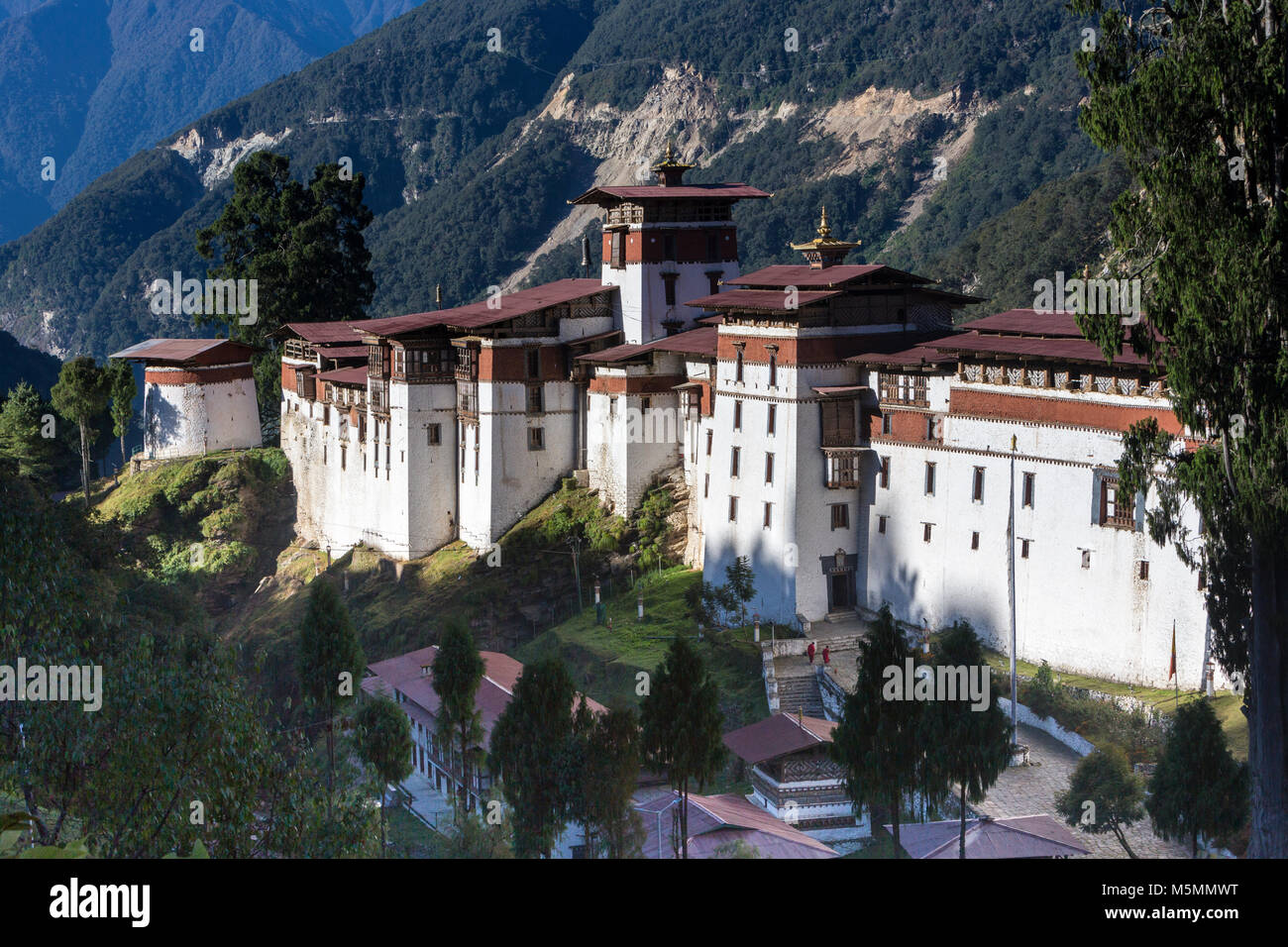 Trongsa, Bhutan. Der Trongsa Dzong (Monastery-Fortress). Stockfoto