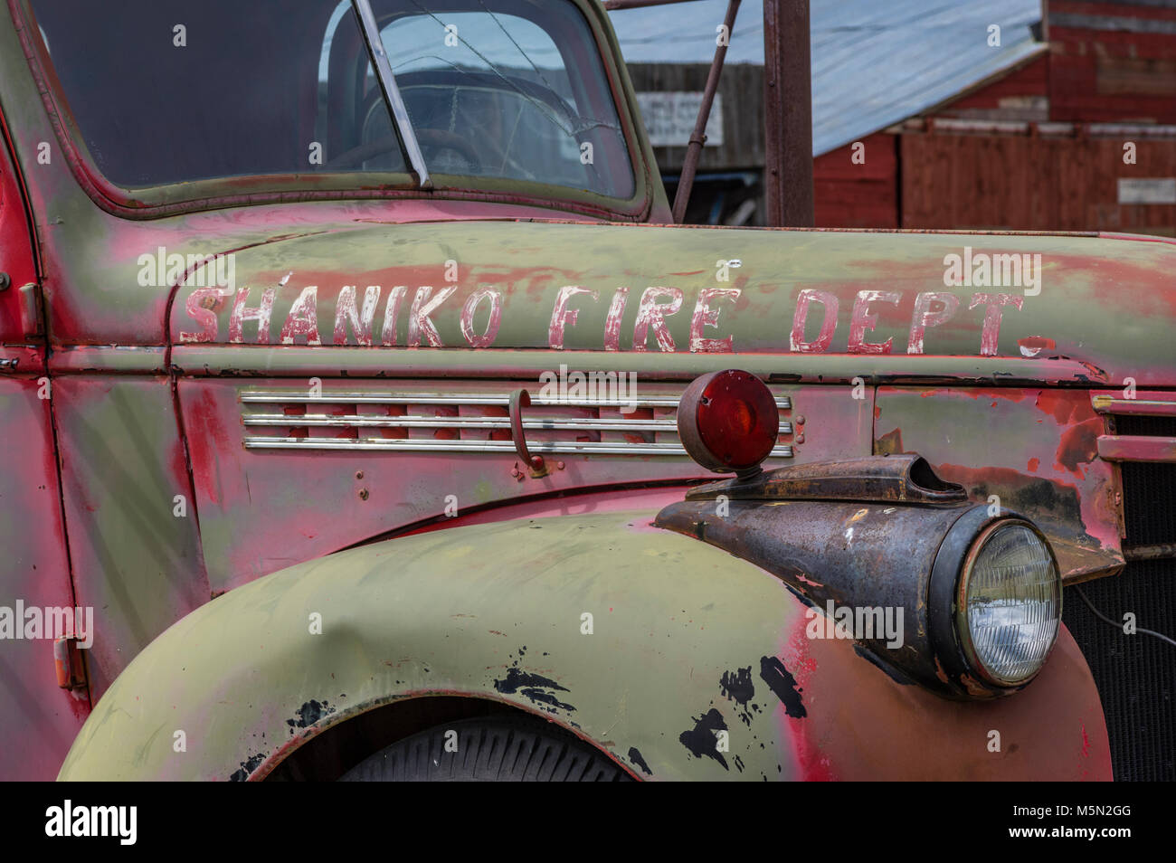 Das Löschfahrzeug aus Oregon Ghost Town, Shaniko. Befindet sich in der hohen Wüste von östlichen Oregon Shaniko ist heute fast ausgestorben. Stockfoto