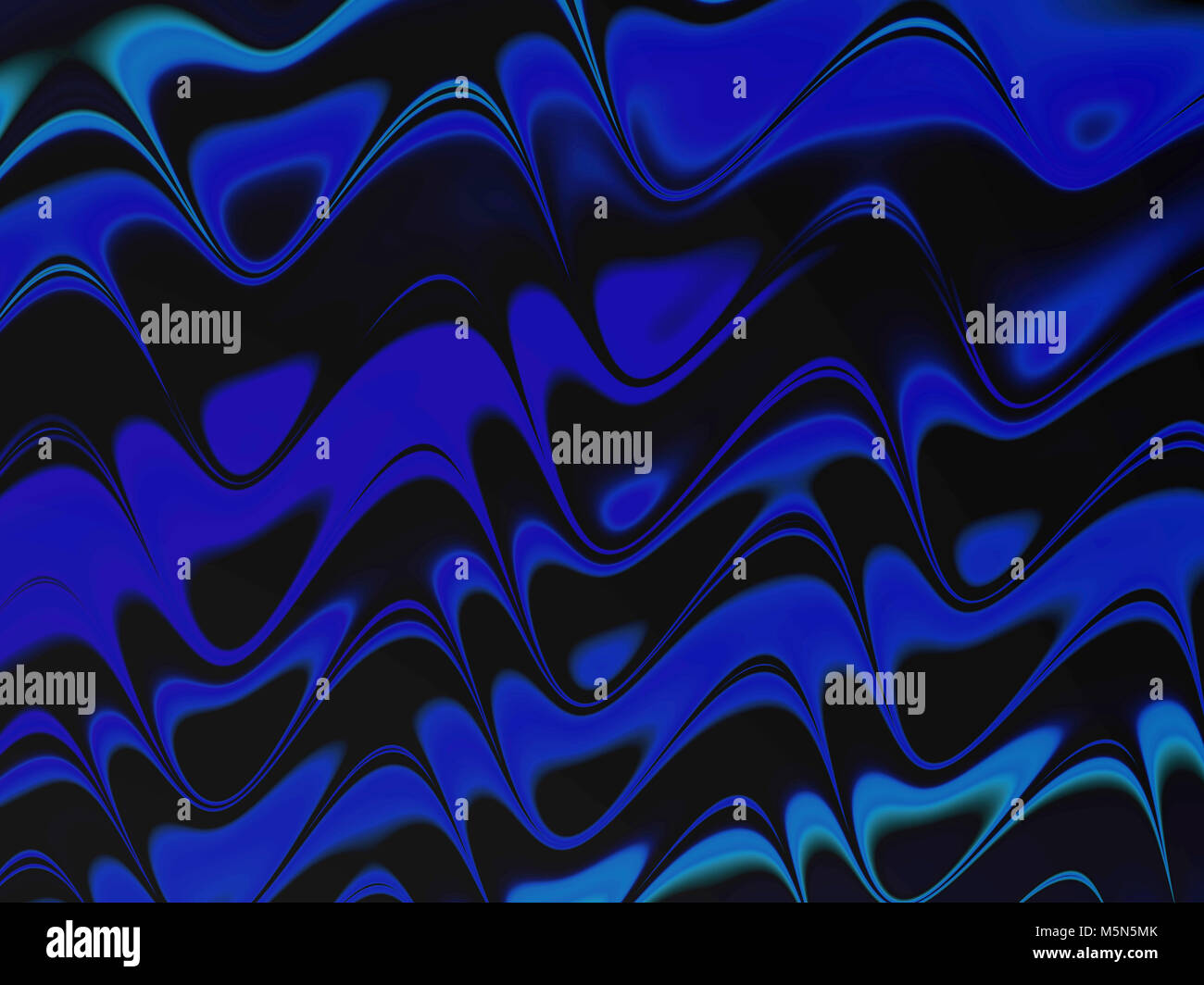 Kreative fractal schwarzer Hintergrund mit dunkelblauen Wellen Stockfoto