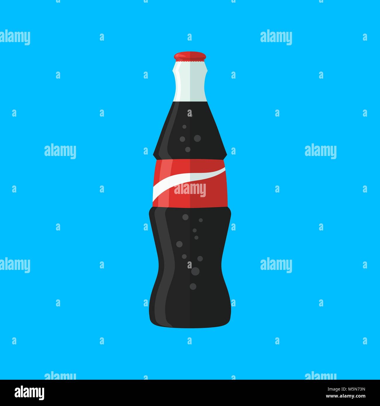 Cola Flasche Soda Flasche mit Red lable Flachbild Vektor cola Symbol Stock Vektor