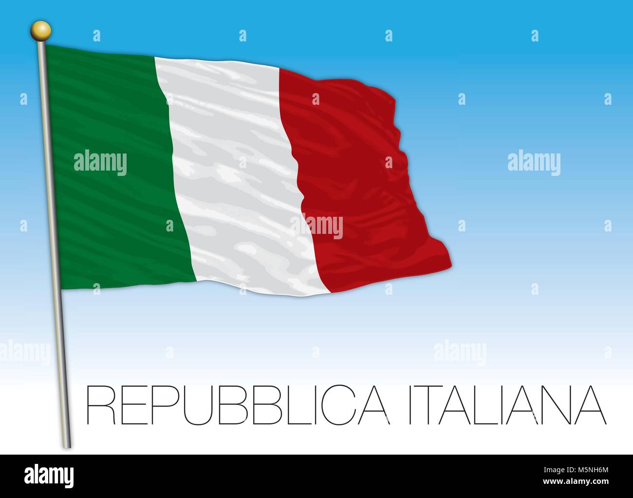 Republik Italien, Flagge auf den blauen Himmel, Abbildung Stock Vektor