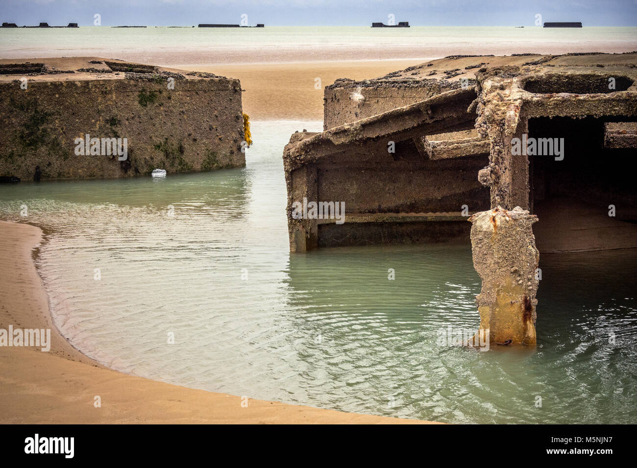 Mulberryhaven in Arromanches-les-Bains, d-day Denkmal, Landungsstrände Stockfoto