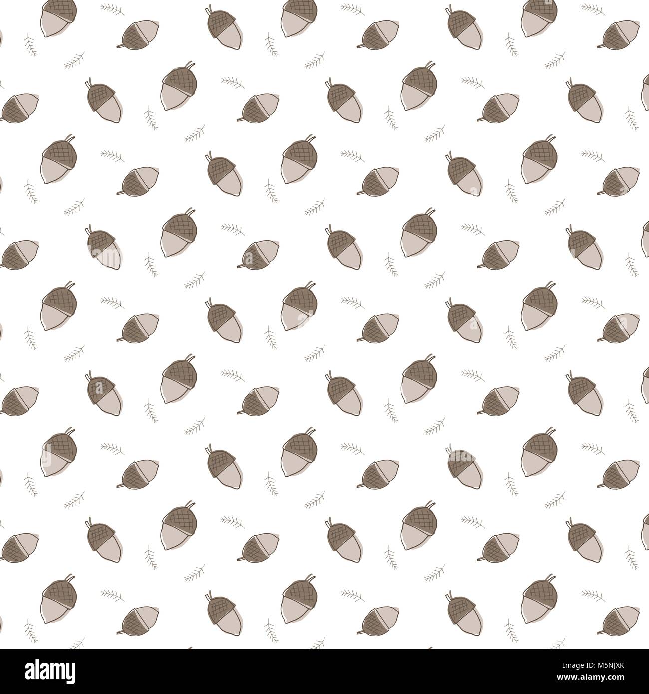 Hand braun acorn Hintergrund, Acorn doddles, süße Doodles digitale Papiere oder Textil Stock Vektor