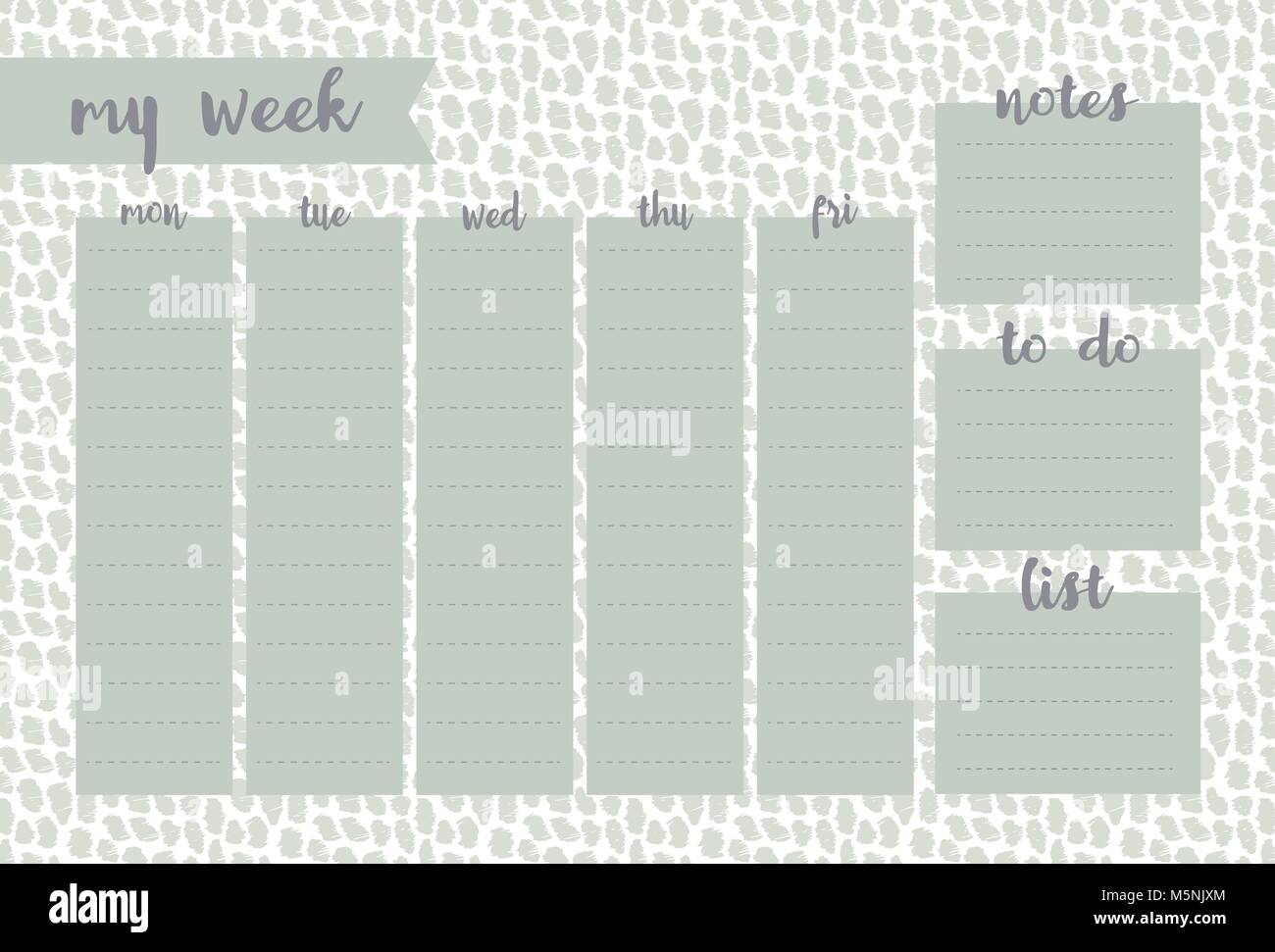 Wöchentlicher Planer mit Minze Tierdruck, Schreibwaren Veranstalter für tägliche Pläne, Tier drucken Vektor weekly planner Template, Zeitpläne Stock Vektor