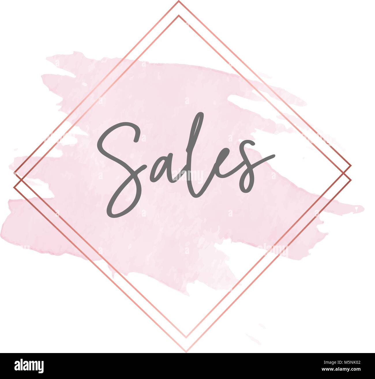 Umsatz Gold frame und rosa Pinselstrich, Vertrieb Shop Nachricht, Poster für Vertrieb, Aquarell rosa Pinselstrich. Handgezeichneten Schriftzug Design. Stock Vektor
