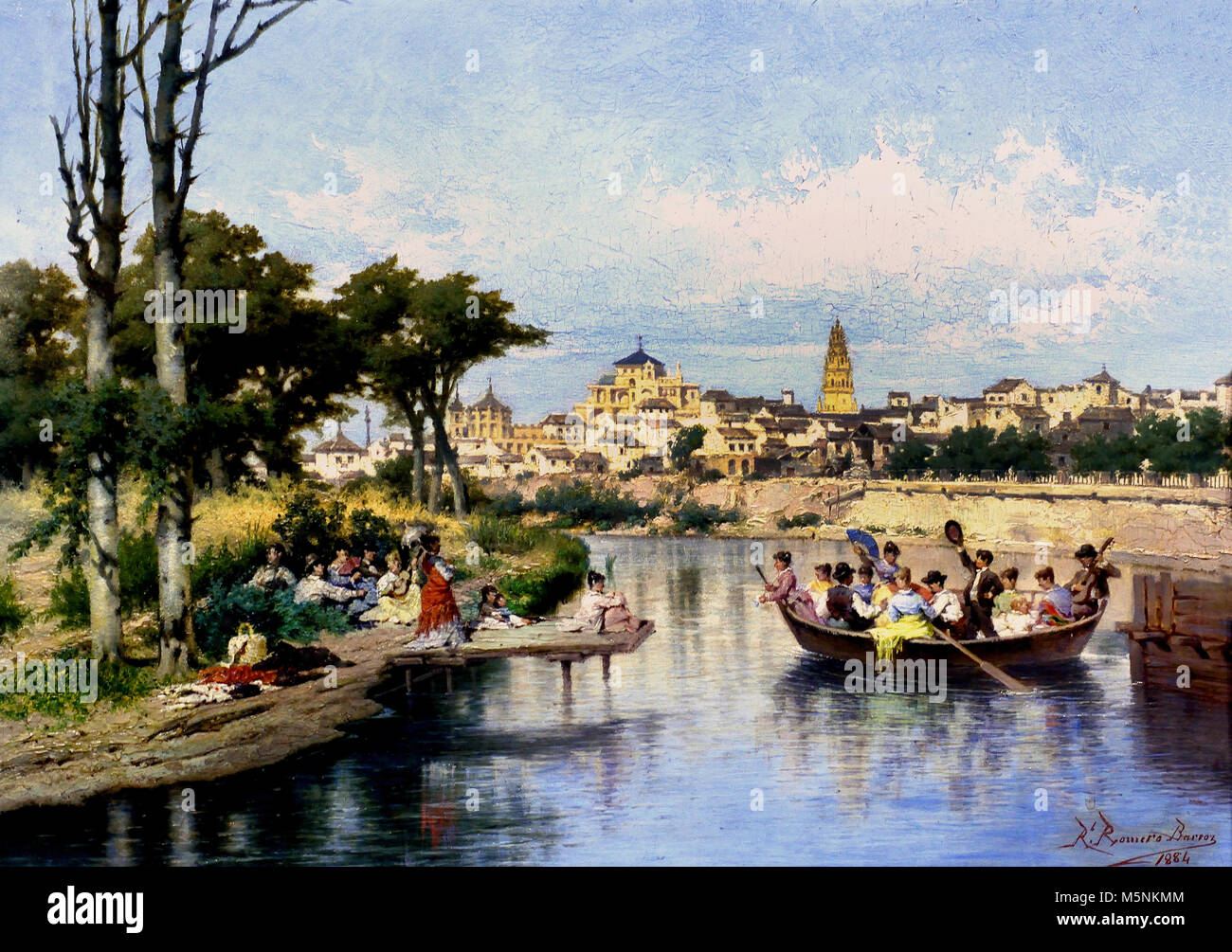 Sonntag in Cordoba am Guadalquivir Banken (1884) Rafael Romero Barros 1832 - 1895, 19., Jahrhundert, Spanien, Spanisch, Stockfoto