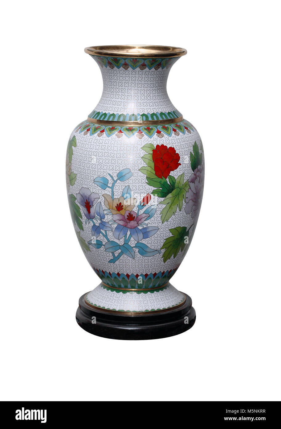 Schöne antike chinesische Vase auf einem weißen Hintergrund mit Freistellungspfad isoliert Stockfoto