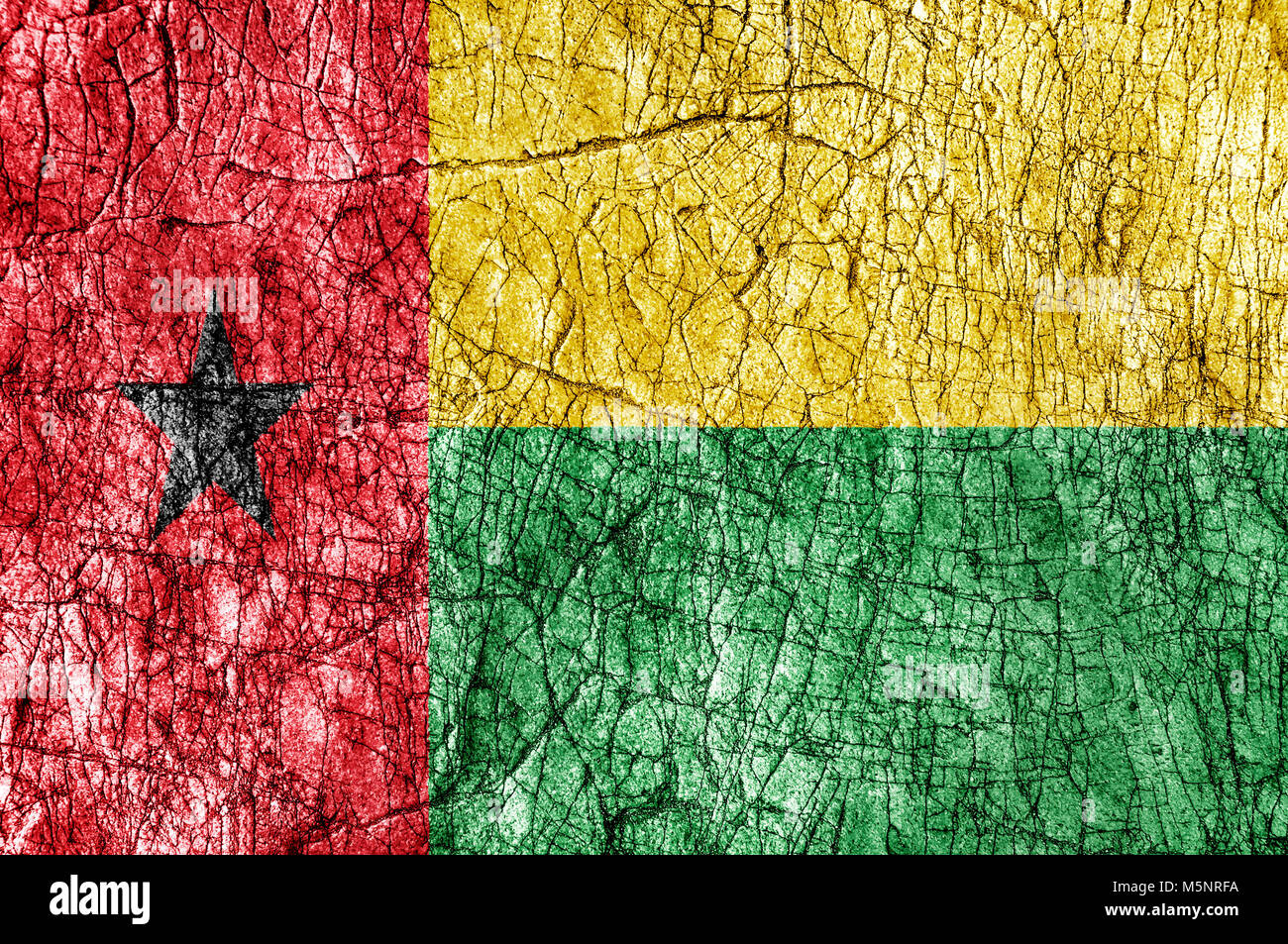 Groll Stein bemalten Guinea-bissau Flagge Stockfoto