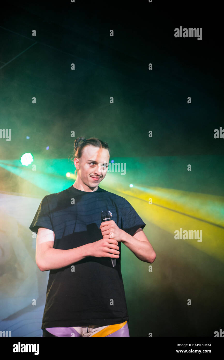 Barcelona, Spanien. Februar 24, 2018. Konzert von Tommy Cash in Apolo 2 von Houston Party organisiert. Fotograf: © Aitor Rodero. Stockfoto