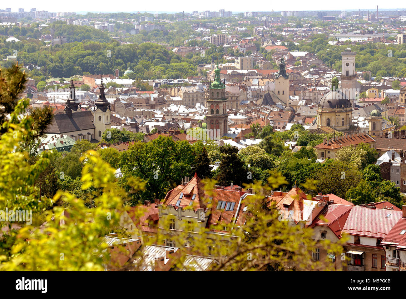 Lemberg Panorama in Samer Zeit, Ukraine Stockfoto