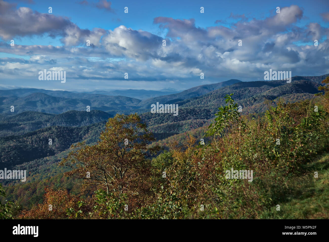 Blick von Blue Ridge Parkway Stockfoto