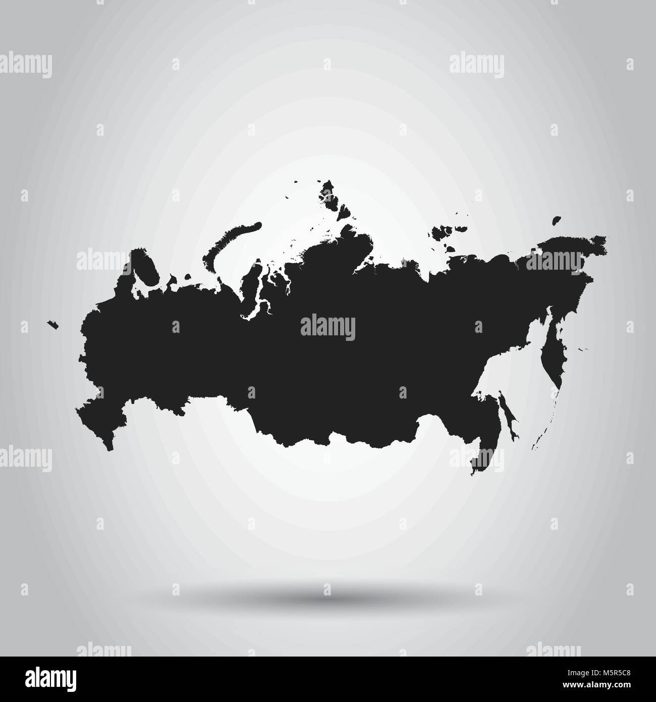 Russland Karte Symbol. Flache Vector Illustration. Russland unterzeichnen Symbol mit Schatten auf weißem Hintergrund. Stock Vektor