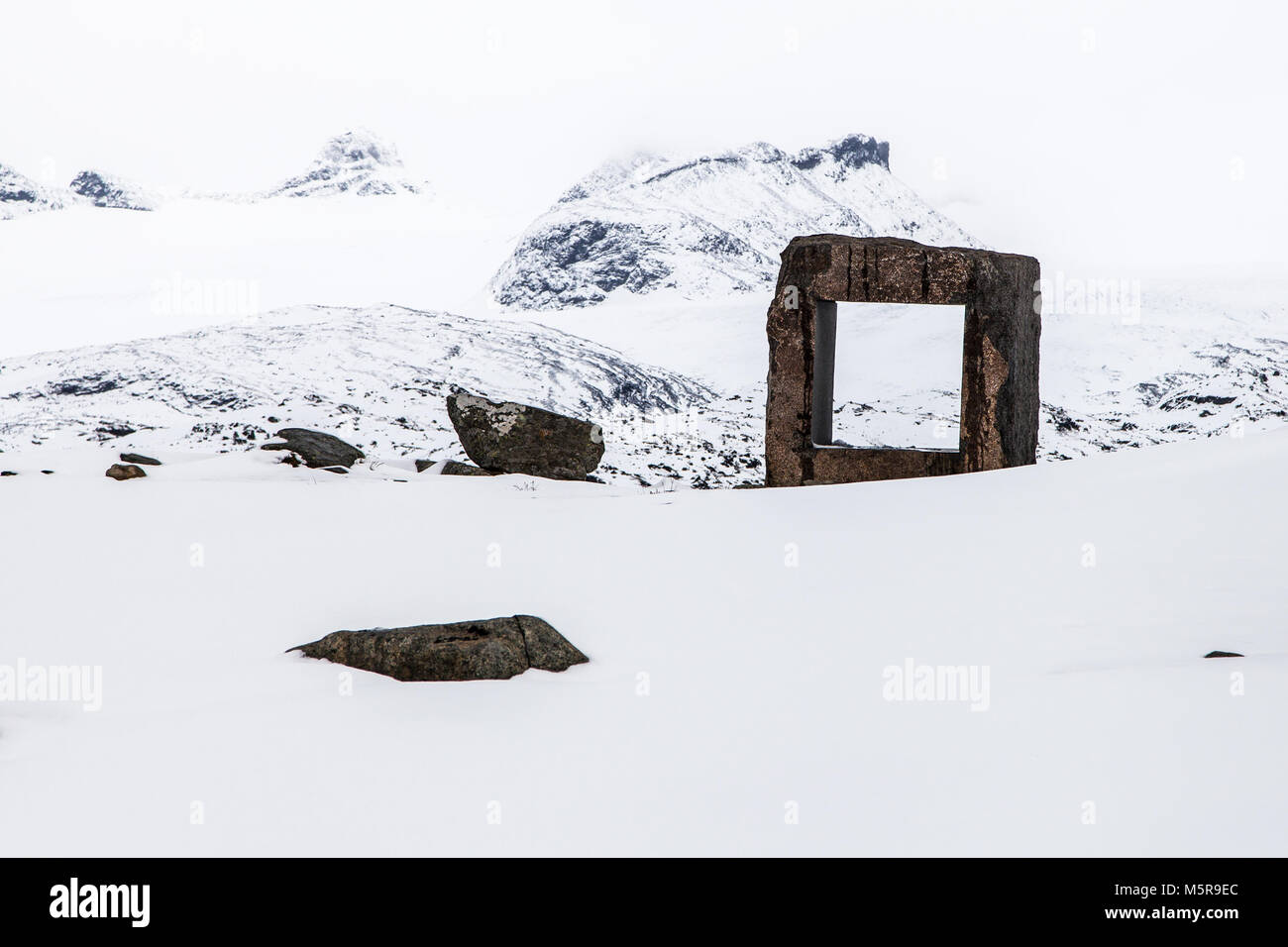 Fanaraken Mefjellet und der Gletscher, Nationalparks Jotunheimen, Norwegen. Stockfoto