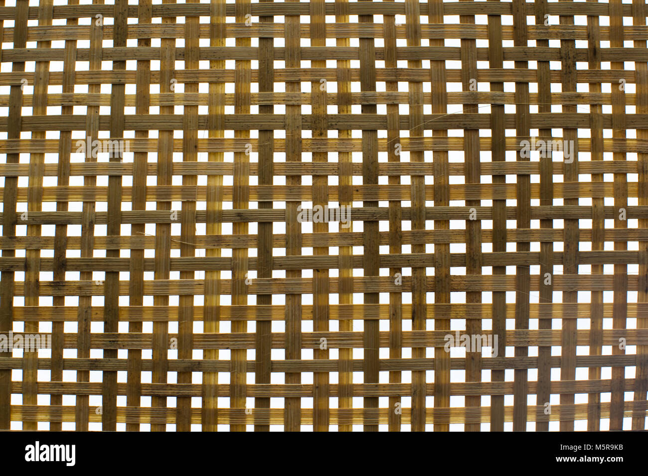 Handgefertigte Bambus weave Muster Textur. Zusammenfassung Hintergrund. Stockfoto