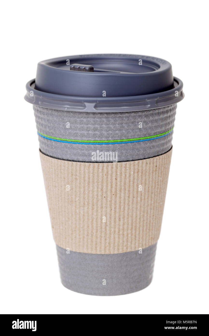 Pappbecher Kaffee isoliert auf weißem Hintergrund Stockfoto