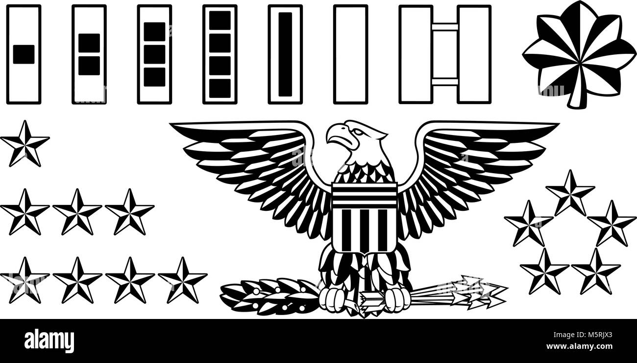 Militär Armee Offizier Rangabzeichen Stock Vektor