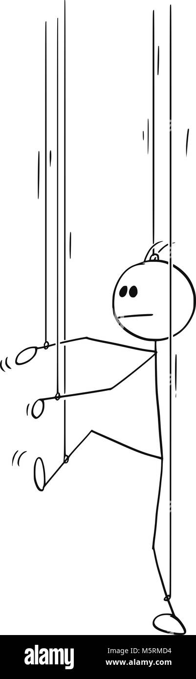 Cartoon von Mann oder Unternehmer als Marionette ohne Seinen eigenen Willen Stock Vektor