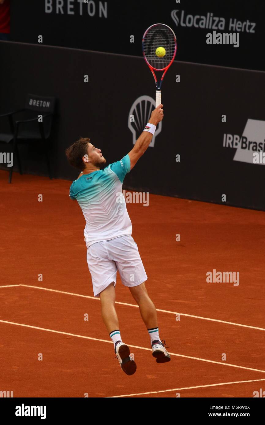 Rio de Janeiro, Brasilien. 25 Feb, 2018. Diego Schwartzman (ARG) Im Finale besiegte er Fernando Verdasco (ESP), das Gewinnen der Rio Open 2018 ATP 500. Credit: Maria Adelaide Silva/Alamy leben Nachrichten Stockfoto