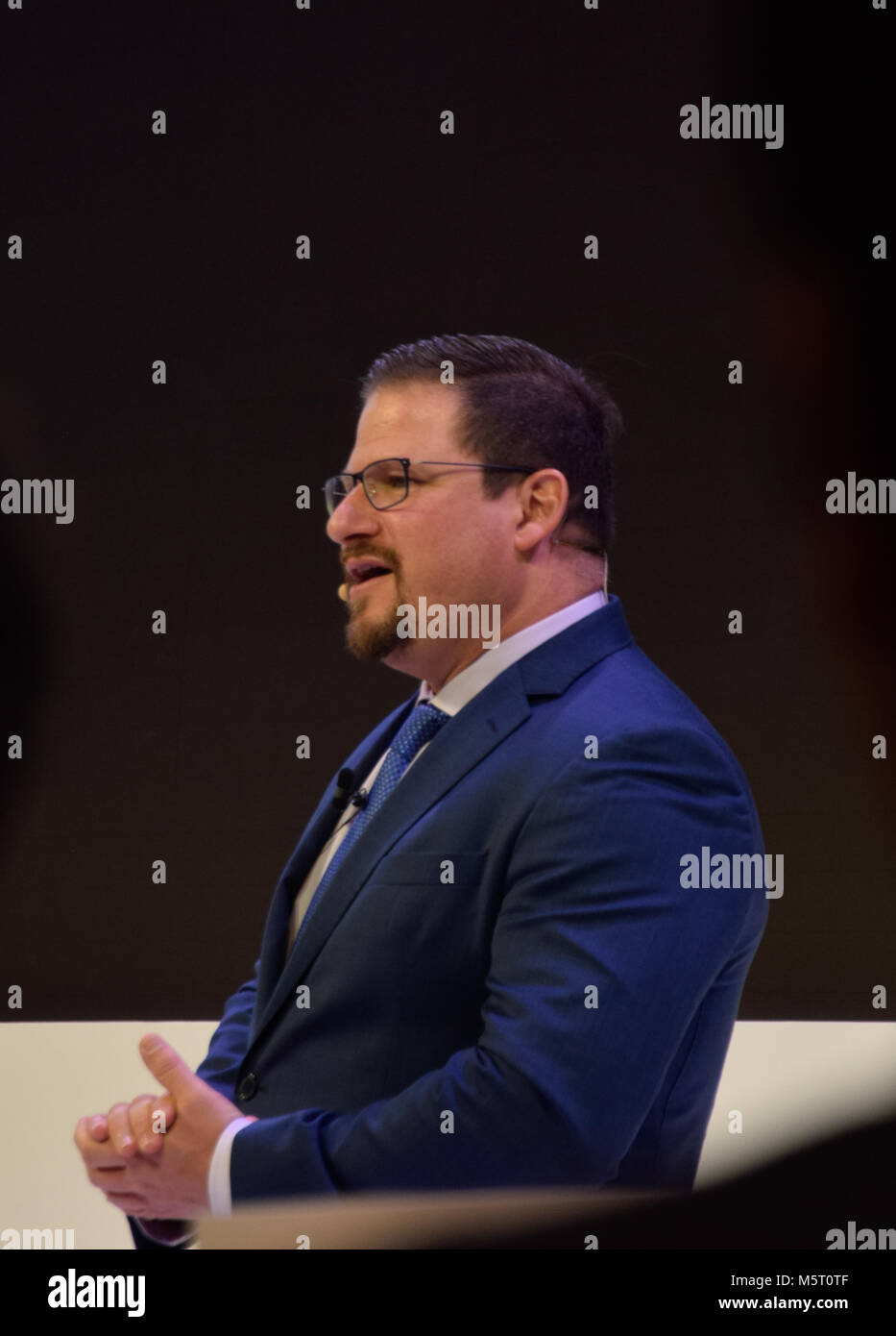 Barcelona, Spanien, 26. Februar, 2018. Cristiano Amon, Präsident von Qualcomm Incorporated, sprechen über die snapdragon Chipsätze in neuen Xperia Telefone verwendet. Credit: Jovana Kuzmanović/Alamy leben Nachrichten Stockfoto