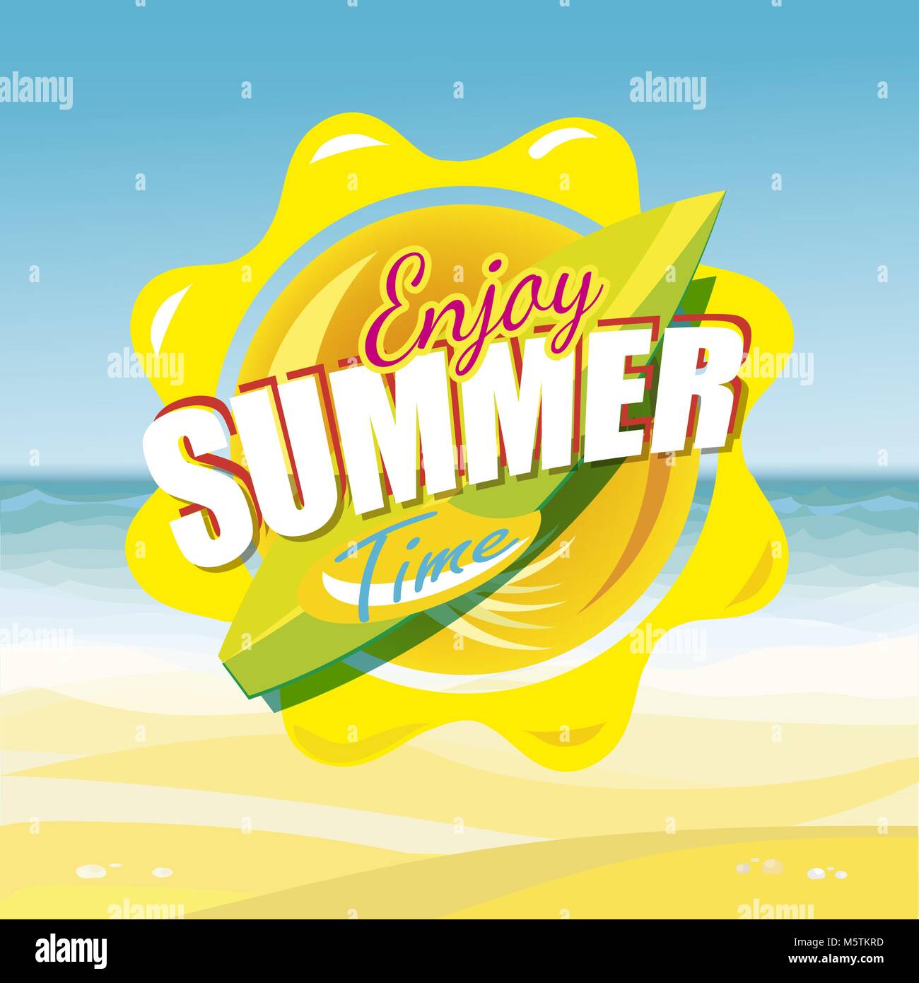 Sommerferien Illustration & Strand Hintergrund Stock Vektor