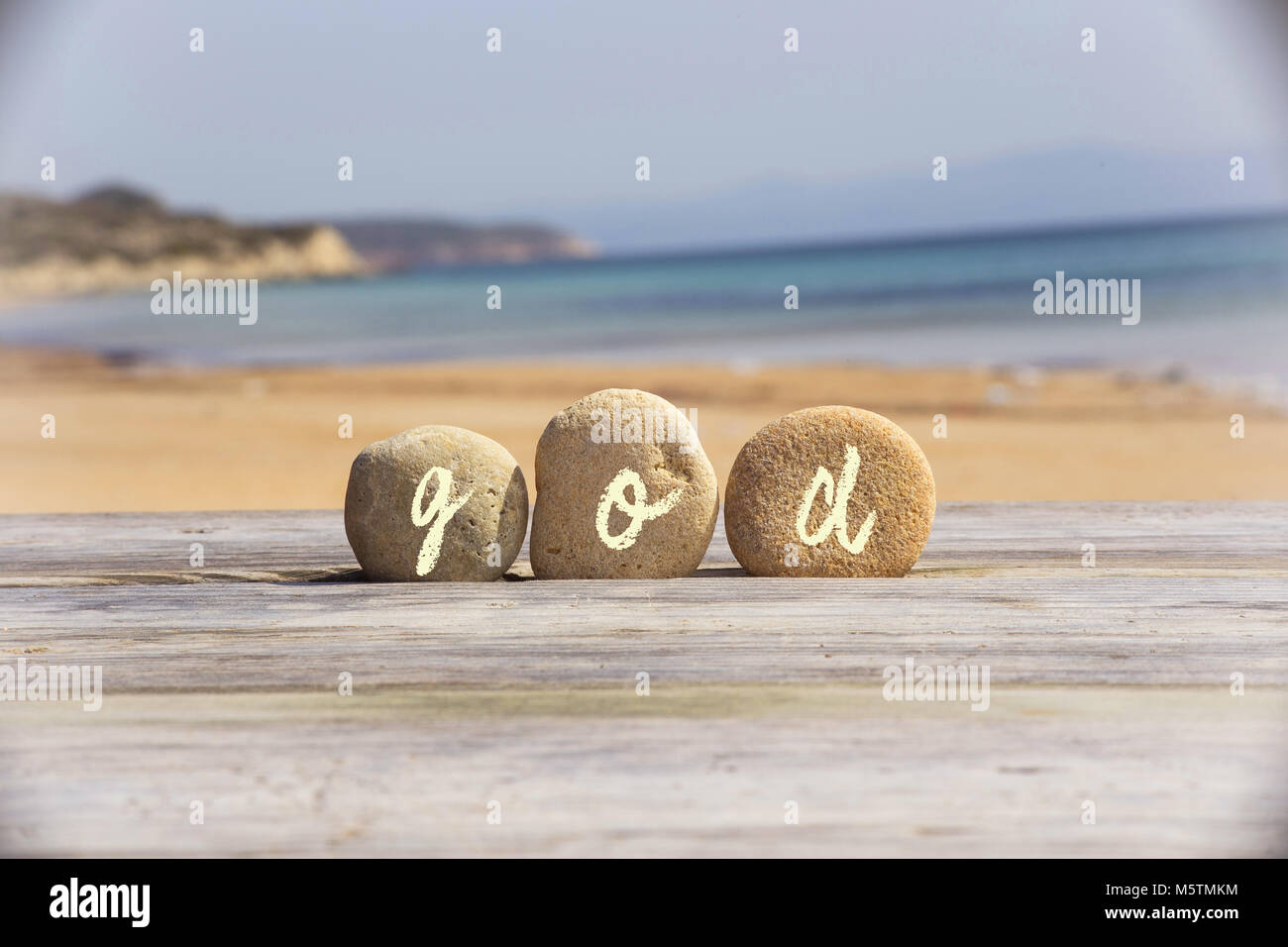 Stein, Gottes Wort siehe Seite - Meditation mistical Stockfoto