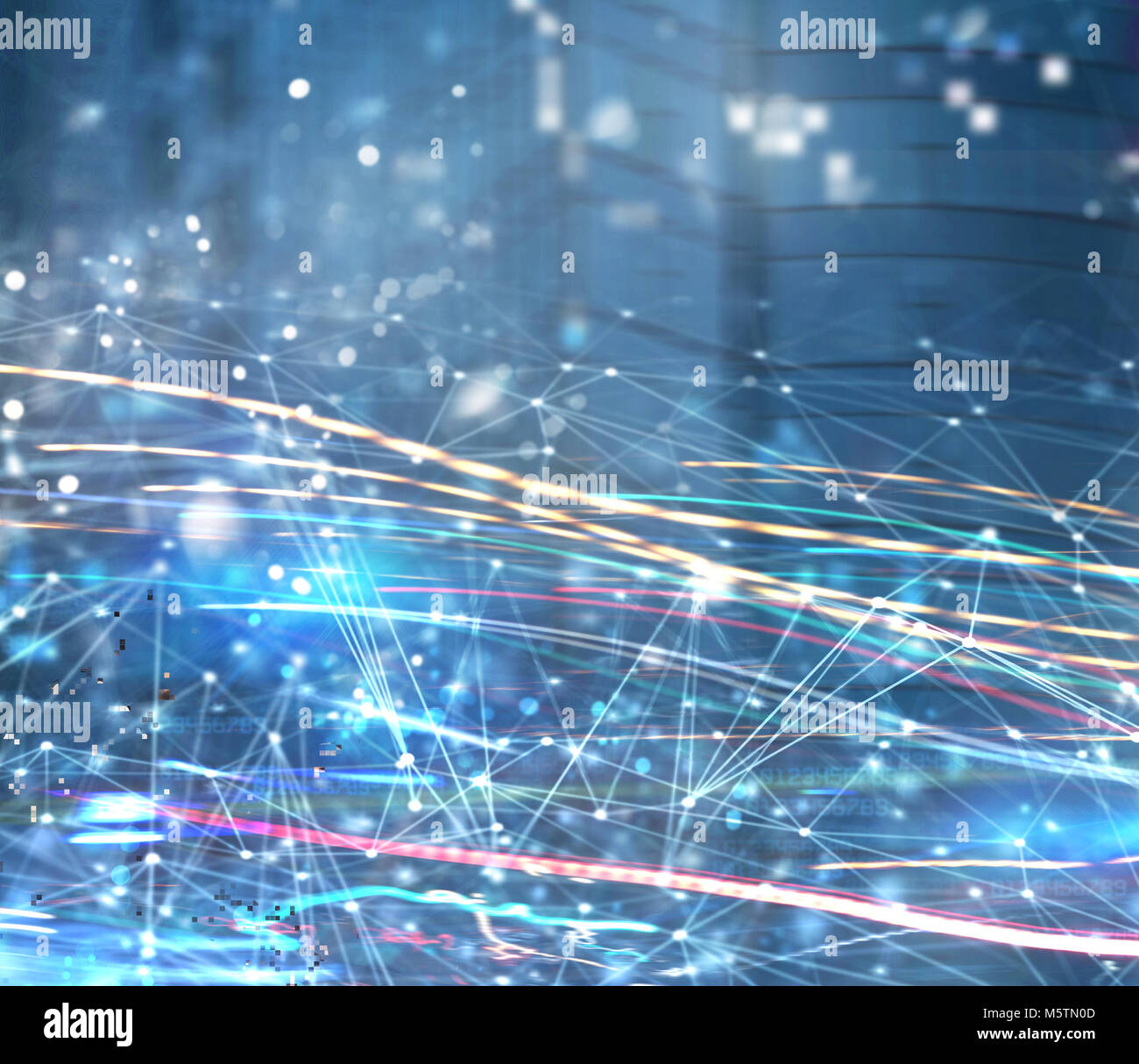 Abstrakte Internetverbindung Netzwerk Hintergrund mit Motion Effekte Stockfoto