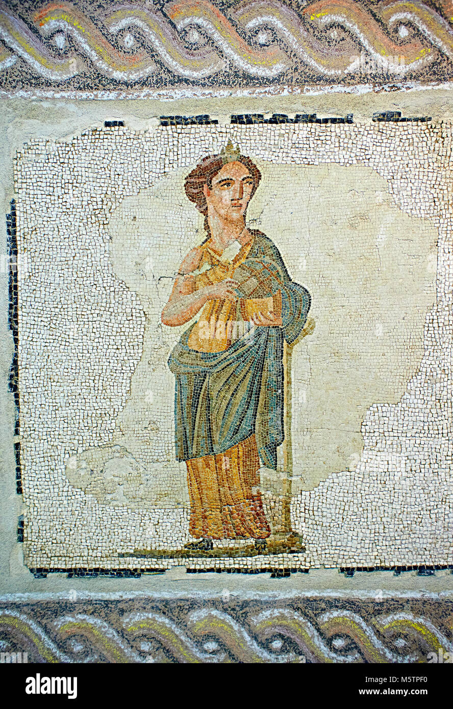 Römischen Boden Mosaik pastral Szenen und Szenen aus der Mythologie aus ein Zimmer in einer Villa in der Ortschaft Baccano in der Nähe der Via Cassia, Rom. en Stockfoto