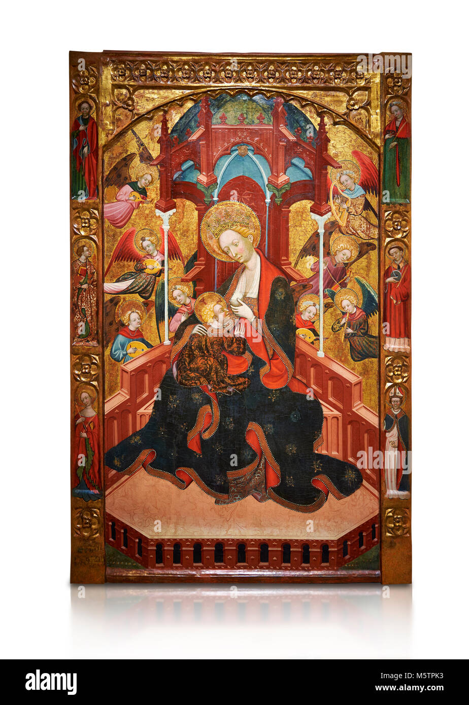 Gotische Altar der Madonna Krankenpflege oder Madonna Lactans, von Ramon de Mur, aktiv um Tarrega und Montblanc ca. 1412-1435, Tempera und gold le Stockfoto